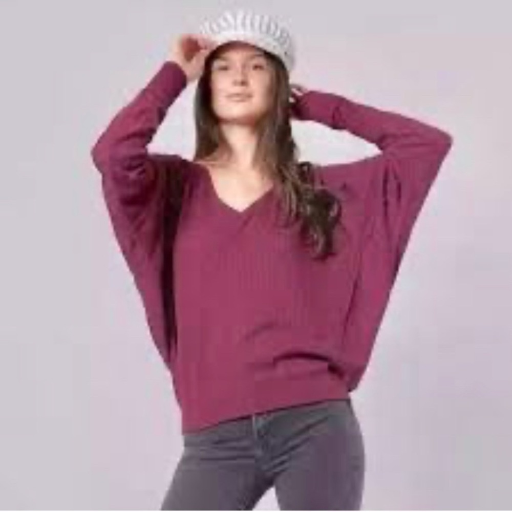 NWT Free People Mulberry Santa Clara Waffle Knit Slouchy Top Size Medium